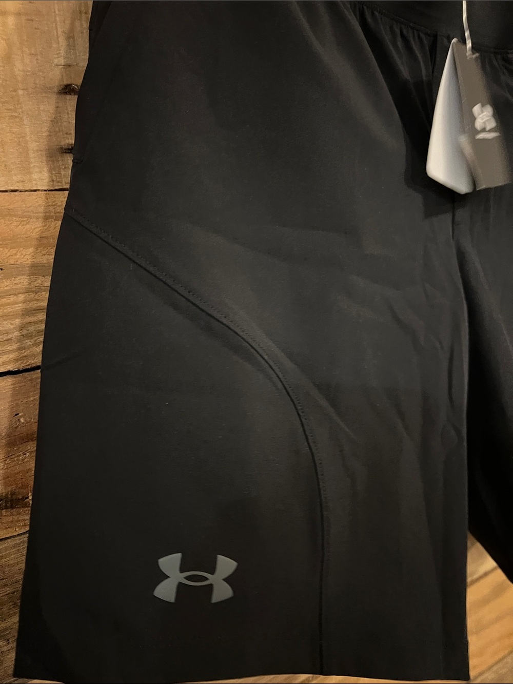Under Armour Boy’s Black Athletic Shorts with Logo - Picture 2 of 6
